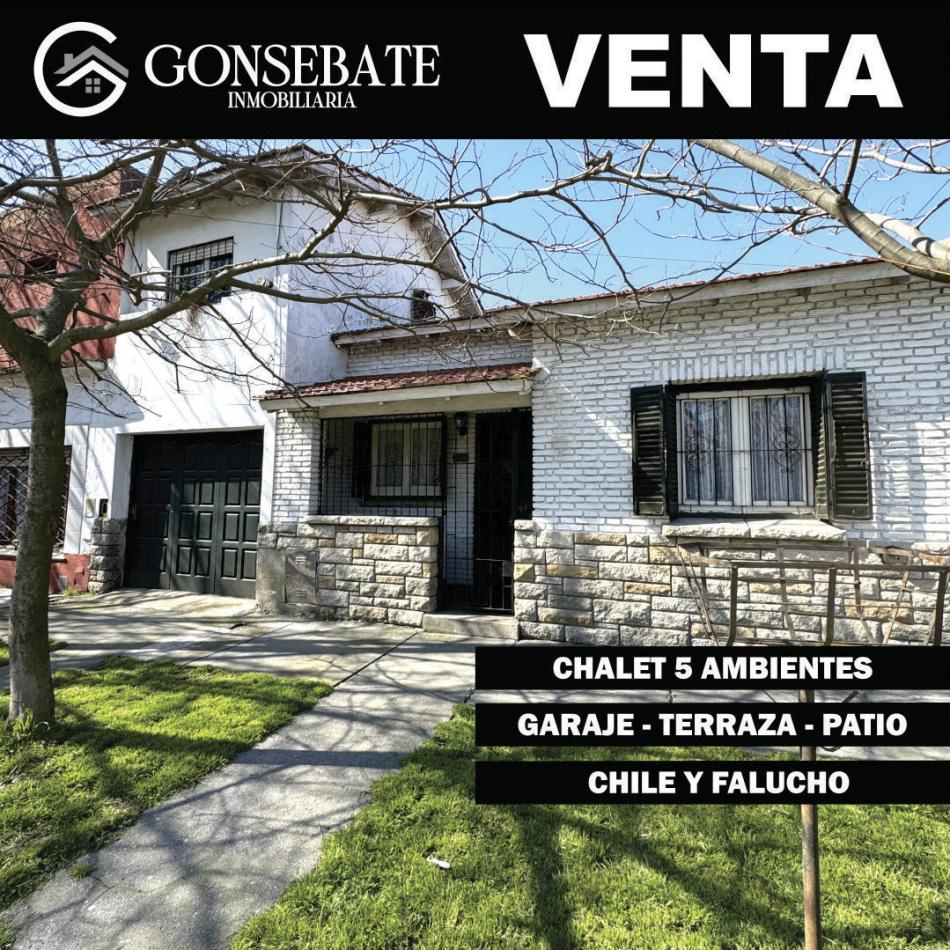 Chalet 5 ambientes con garaje, patio y terraza