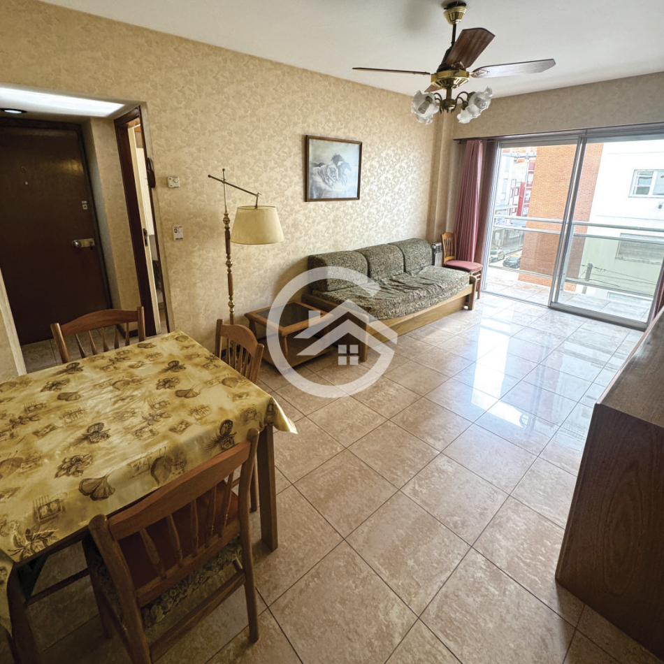 Departamento 2 ambientes con balcon corrido al frente.