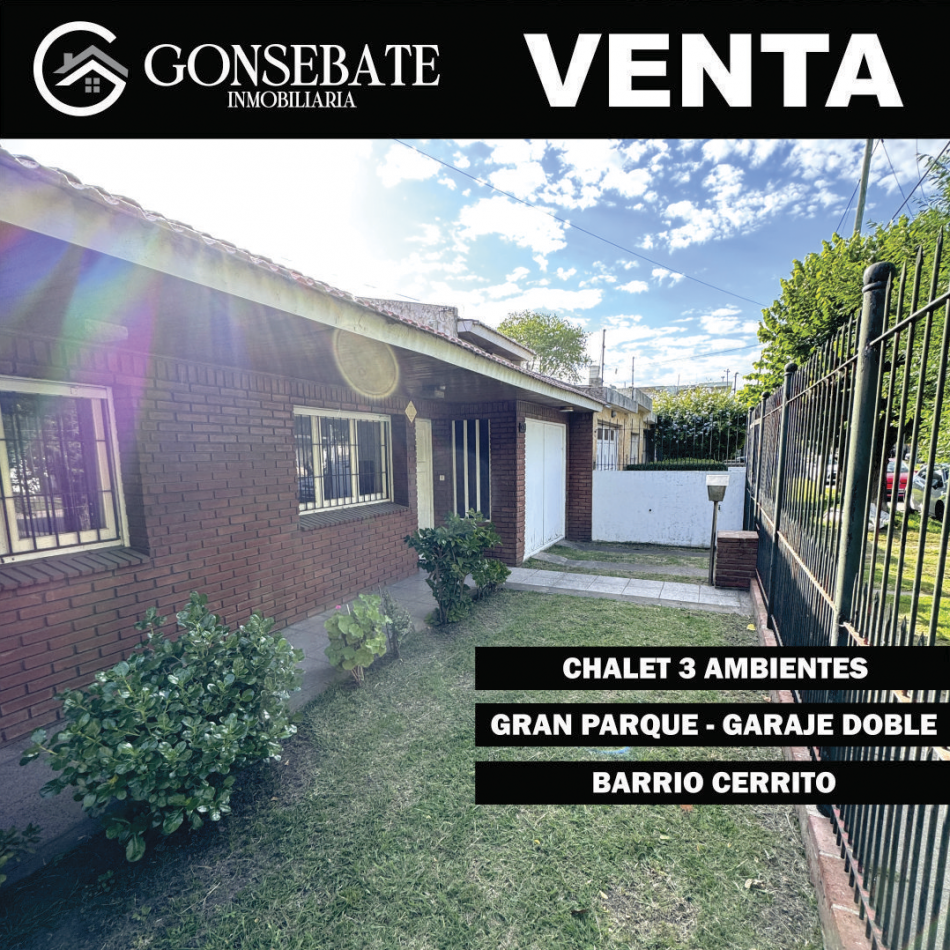 Venta Chalet 3 ambientes, garaje doble y gran parque!  