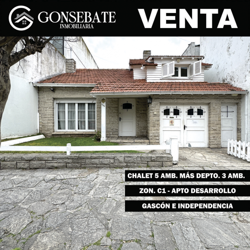 Chalet 5 amb. con patio y garaje + depto 3 amb. independiente.