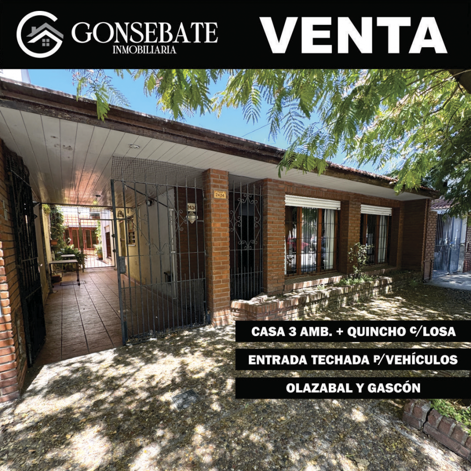 Casa 3 Ambientes con cochera y quincho. 